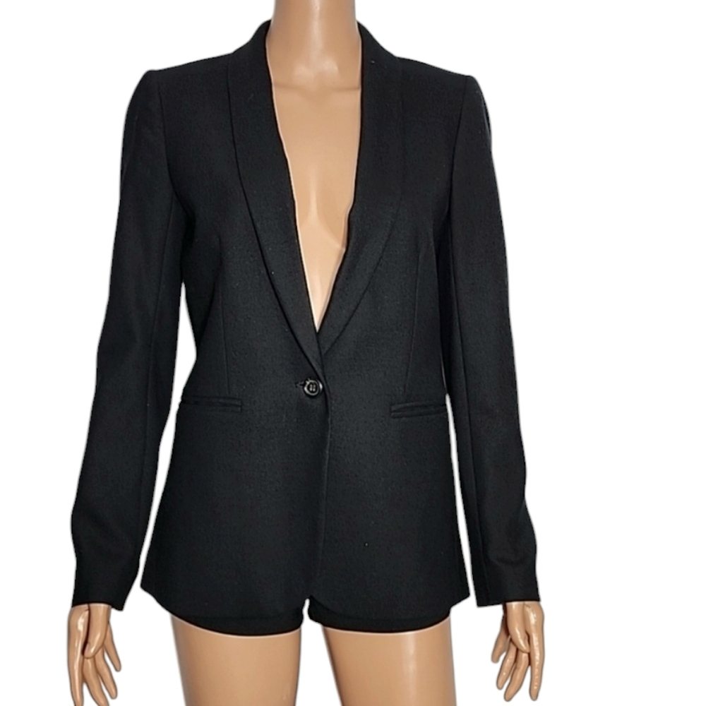 J.Crew Women's Size 2  Blazer Wool Blend‎ Black One Button Coat